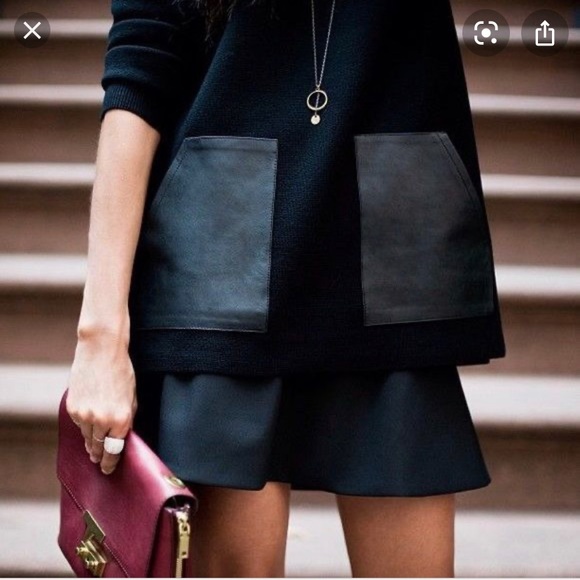 J. Crew black leather pocket sweater - Picture 6 of 8